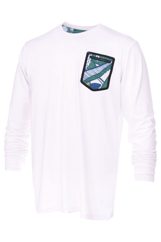 Apex Men's Long Sleeve Crew Neck Fisherman Sailor White UV Protected Shirt