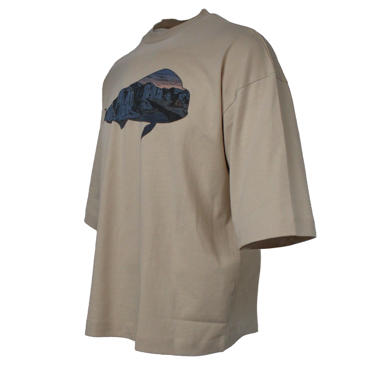 Bora Bora Men's Loose Fit Mahi Mahi Patterned Beige T-Shirt