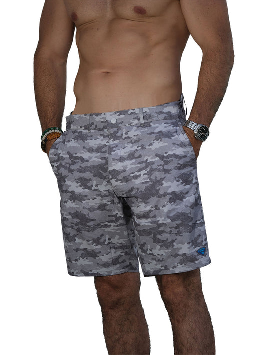 Andaman Adjustable Waist Shorts - Camo Grey
