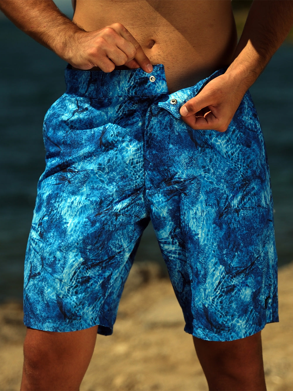 Andaman Adjustable Waist Shorts - Marlin Mania Blue