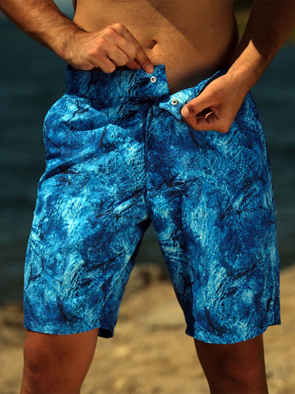 Andaman Adjustable Waist Shorts - Marlin Mania Blue