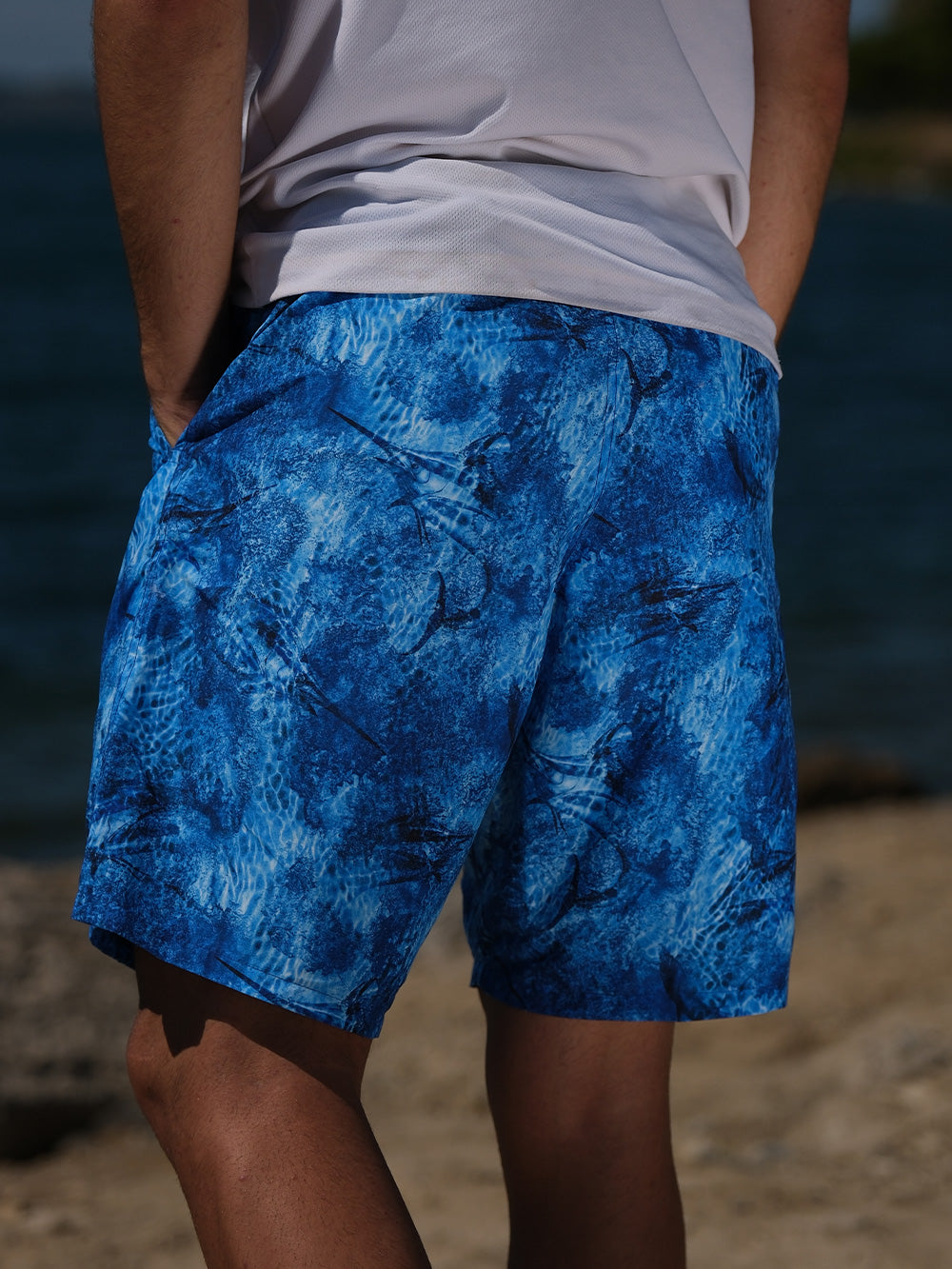 Andaman Adjustable Waist Shorts - Marlin Mania Blue