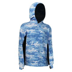 Atlan Jr. Long Sleeve Fishing Shirt - Camo - Blue