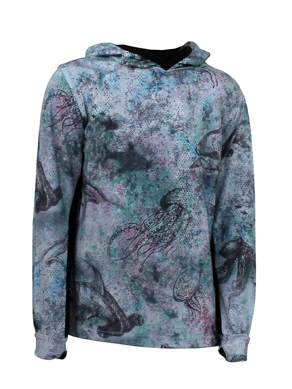 Atlan Jr. Kapüşonlu UV Korumalı T-Shirt - Hammerhead Blue