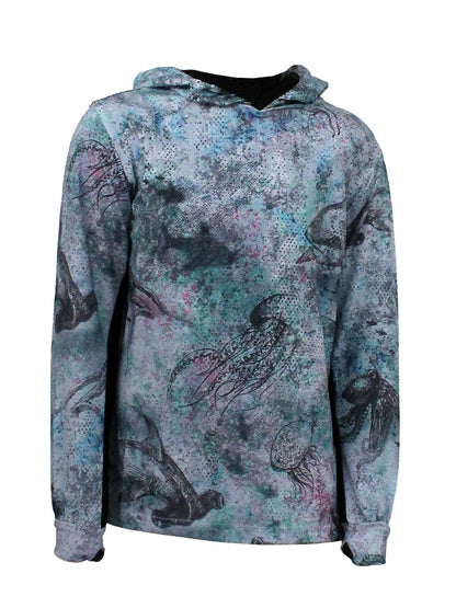 Atlan Jr. Kapüşonlu UV Korumalı T-Shirt - Hammerhead Blue