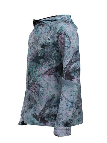 Atlan Jr. Kapüşonlu UV Korumalı T-Shirt - Hammerhead Blue