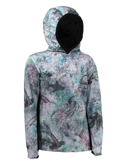 Atlan Jr. Kapüşonlu UV Korumalı T-Shirt - Hammerhead Blue