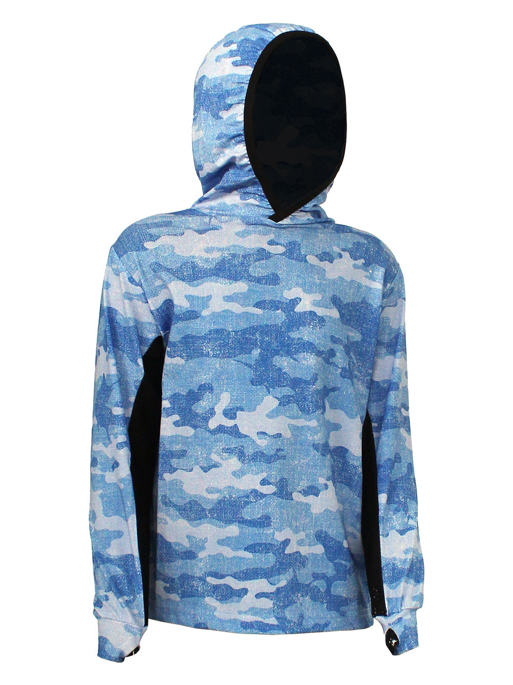 Atlan Jr. Hooded UV Protection T-Shirt - Camo Blue