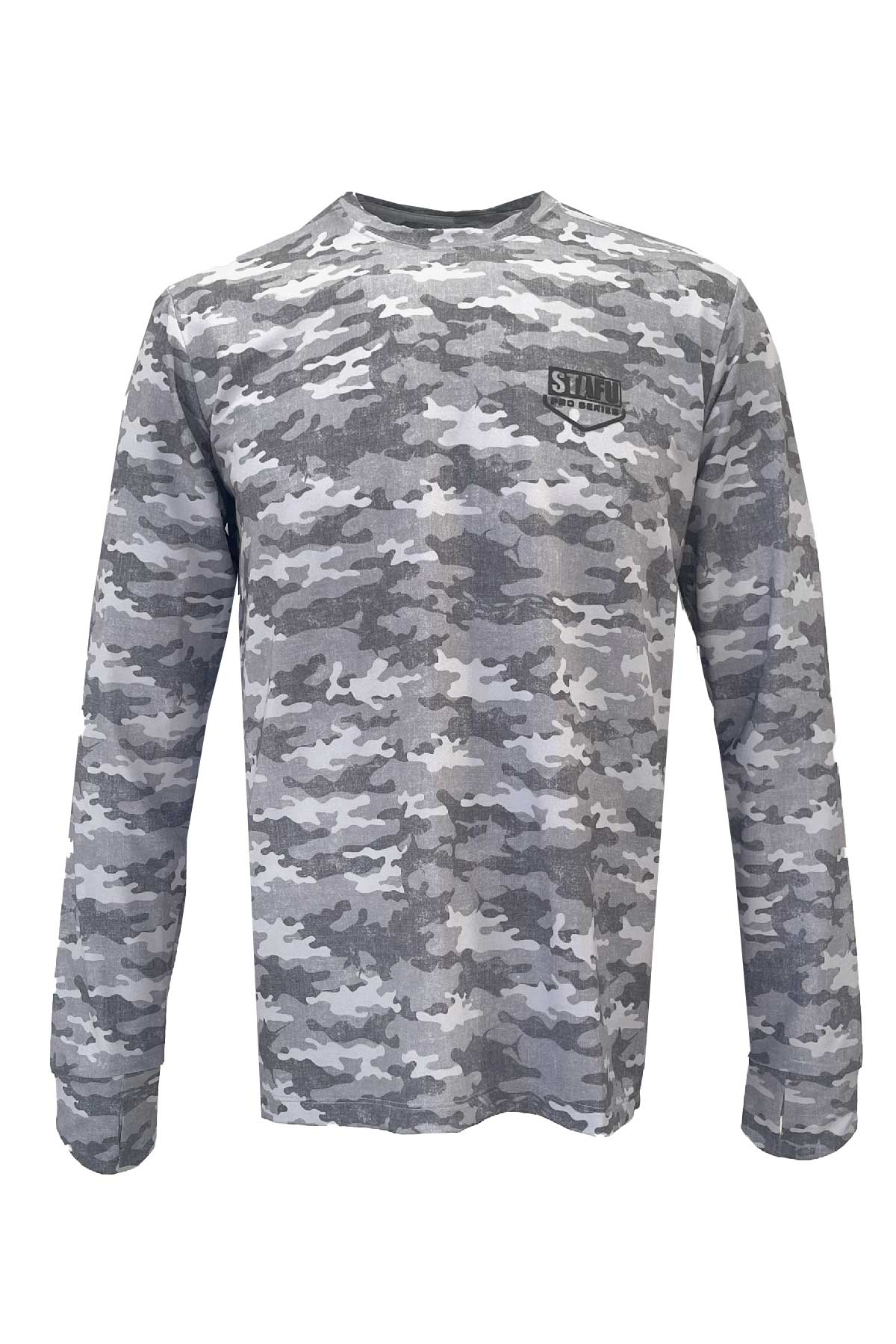 Apex v2 Men's Long Sleeve Crew Neck Fisherman Sailor Camo Patterned Grey UV Protected Shirt