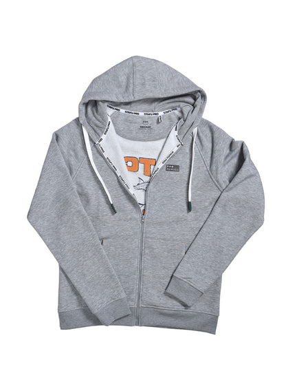 FreeCast Fermuarlı ve Kapşonlu Sweatshirt – Gri Melanj