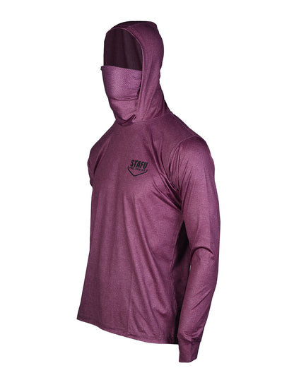 Stratos Kapüşonlu ve Maskeli UPF 40+ Performans T-Shirt - Bordo