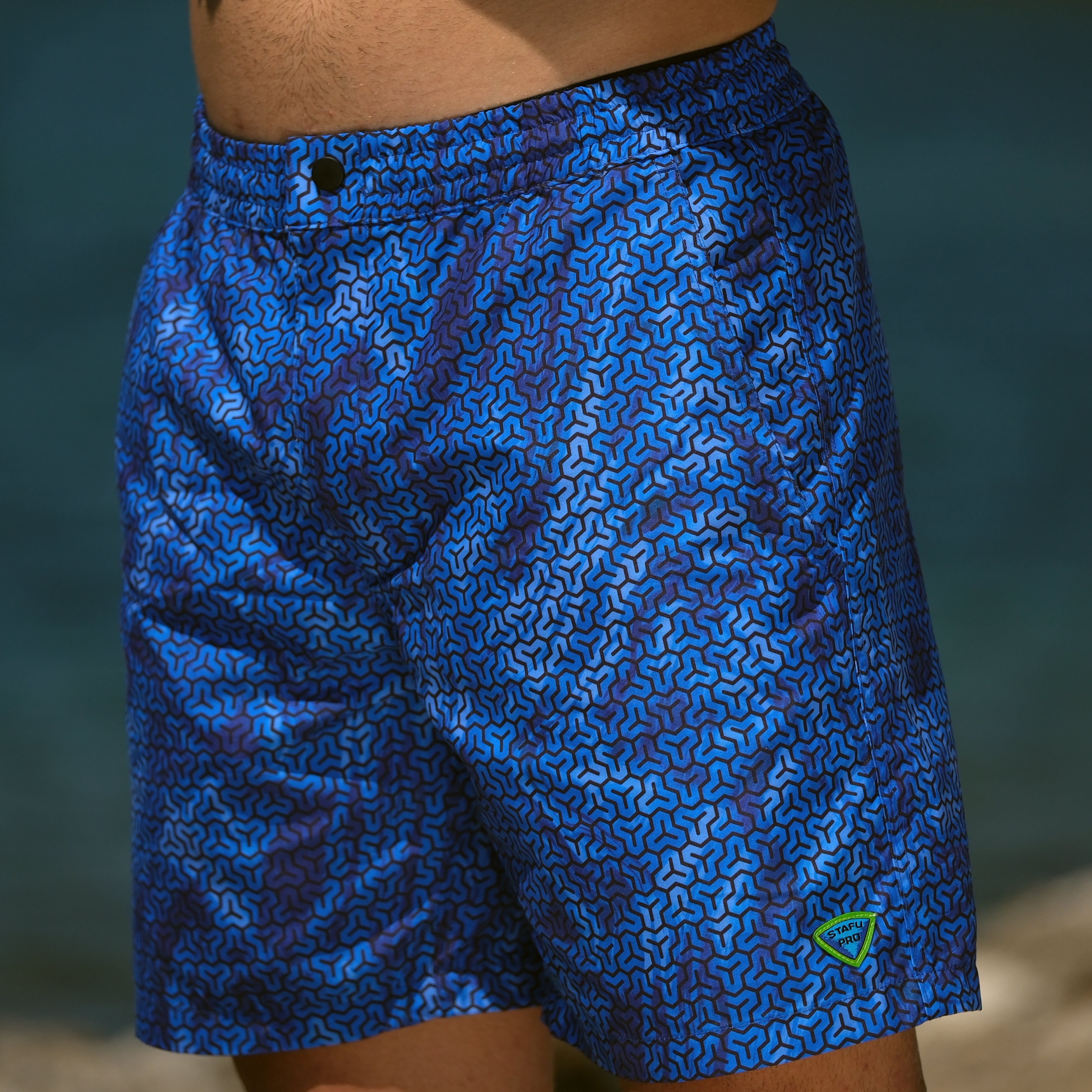 Latitude Men's Trophy Patterned Blue Swimshort