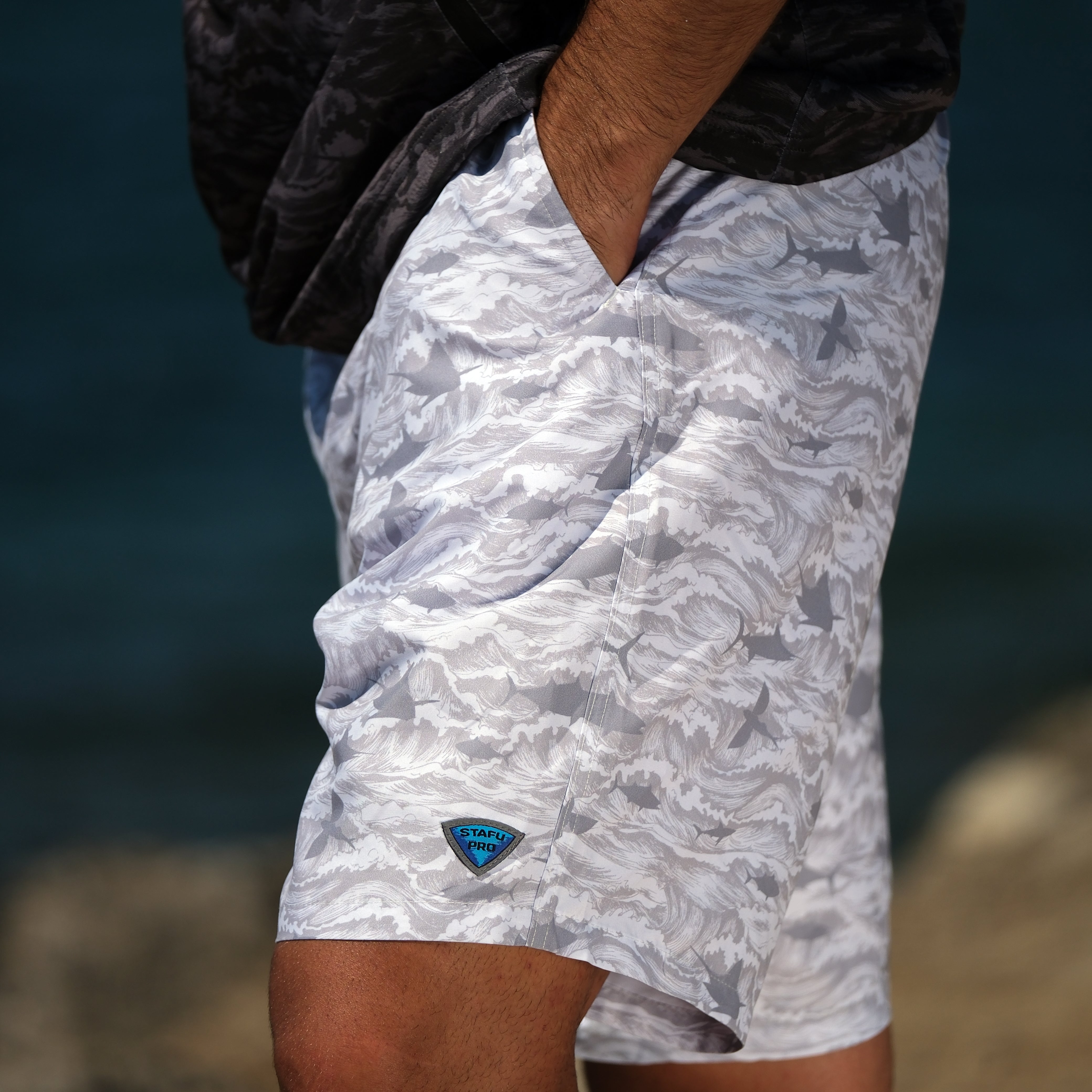 Andaman Men's Adjustable Waist Fisherman Sailor Signature Patterned White Short