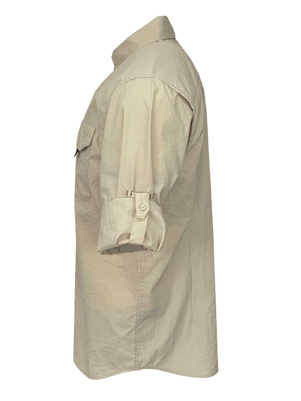 Eclipse Men's Long Sleeve Perforated Fisherman Sailor Beige Button-Up Shirt - Stafu Pro Series