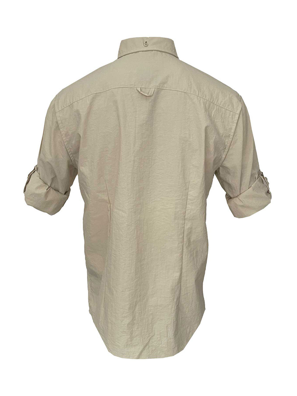 Eclipse Men's Long Sleeve Perforated Fisherman Sailor Beige Button-Up Shirt - Stafu Pro Series