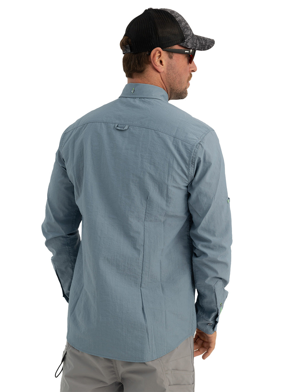 Eclipse Men's Long Sleeve Perforated Fisherman Sailor Smoked Button-Up Shirt - Stafu Pro Series