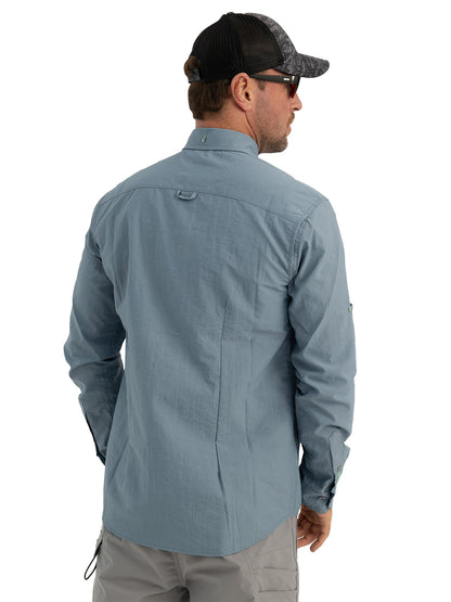 Eclipse Men's Long Sleeve Perforated Fisherman Sailor Smoked Button-Up Shirt - Stafu Pro Series