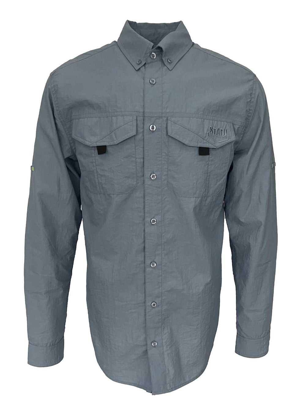 Eclipse Men's Long Sleeve Perforated Fisherman Sailor Smoked Button-Up Shirt - Stafu Pro Series