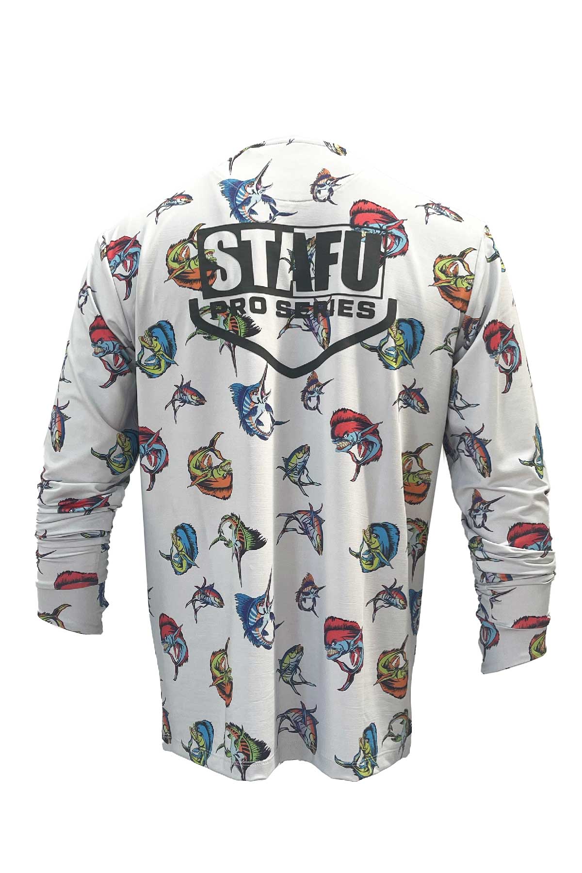 Apex v2 Men's Long Sleeve Crew Neck Fisherman Sailor Cartoon Patterned Grey UV Protected Shirt