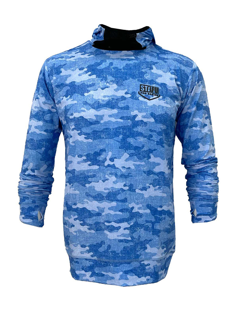 UV Protection T-Shirt with Haka Mask - Camo Blue