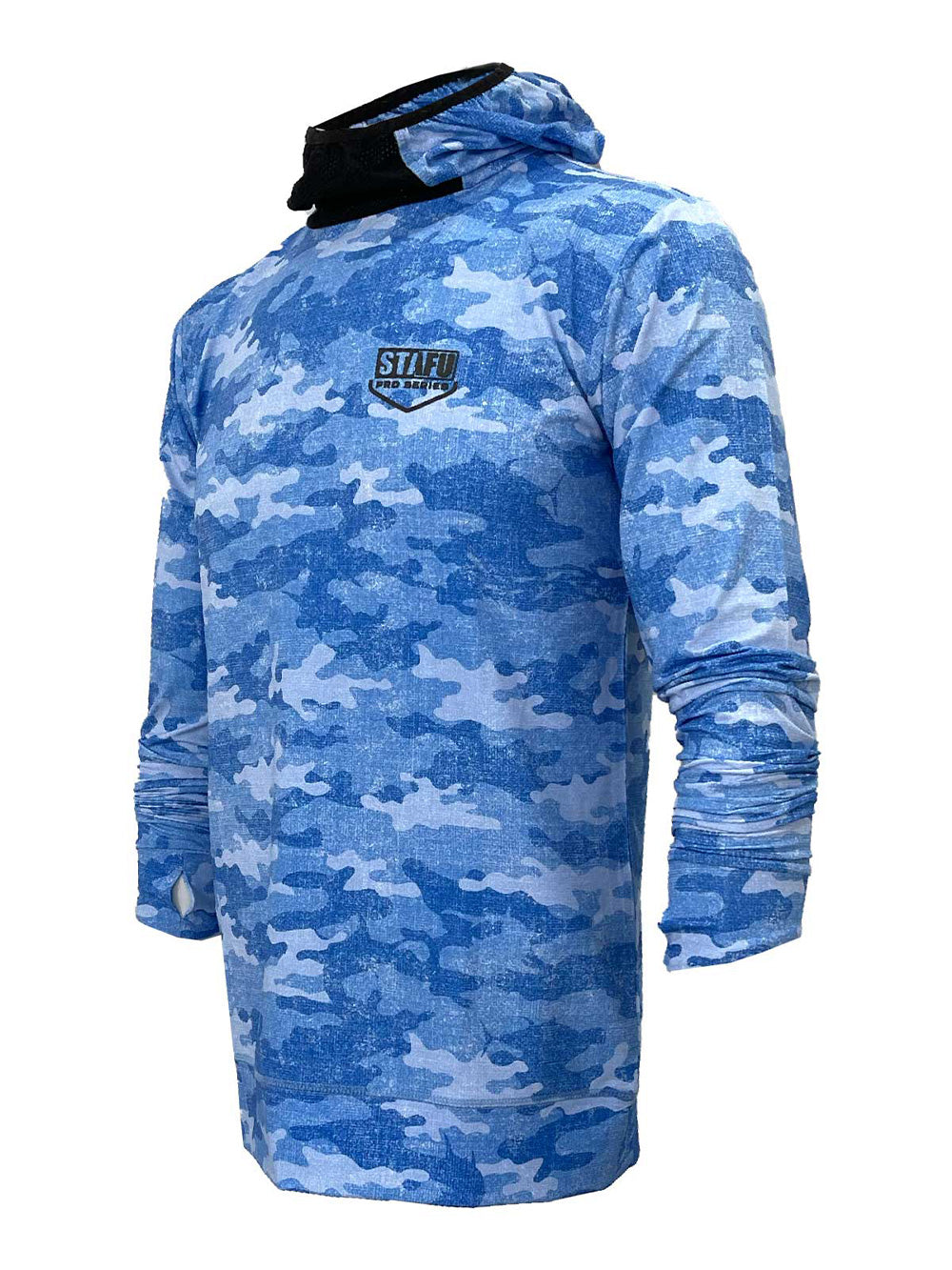 UV Protection T-Shirt with Haka Mask - Camo Blue