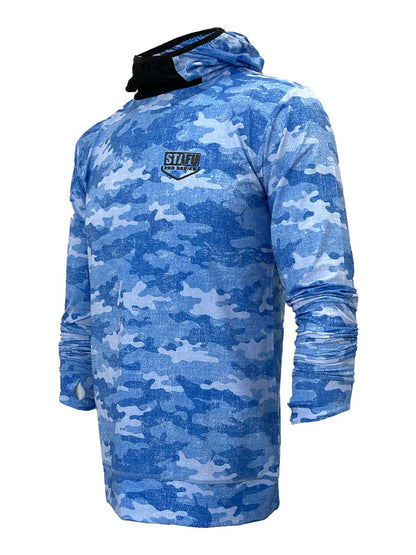 UV Protection T-Shirt with Haka Mask - Camo Blue