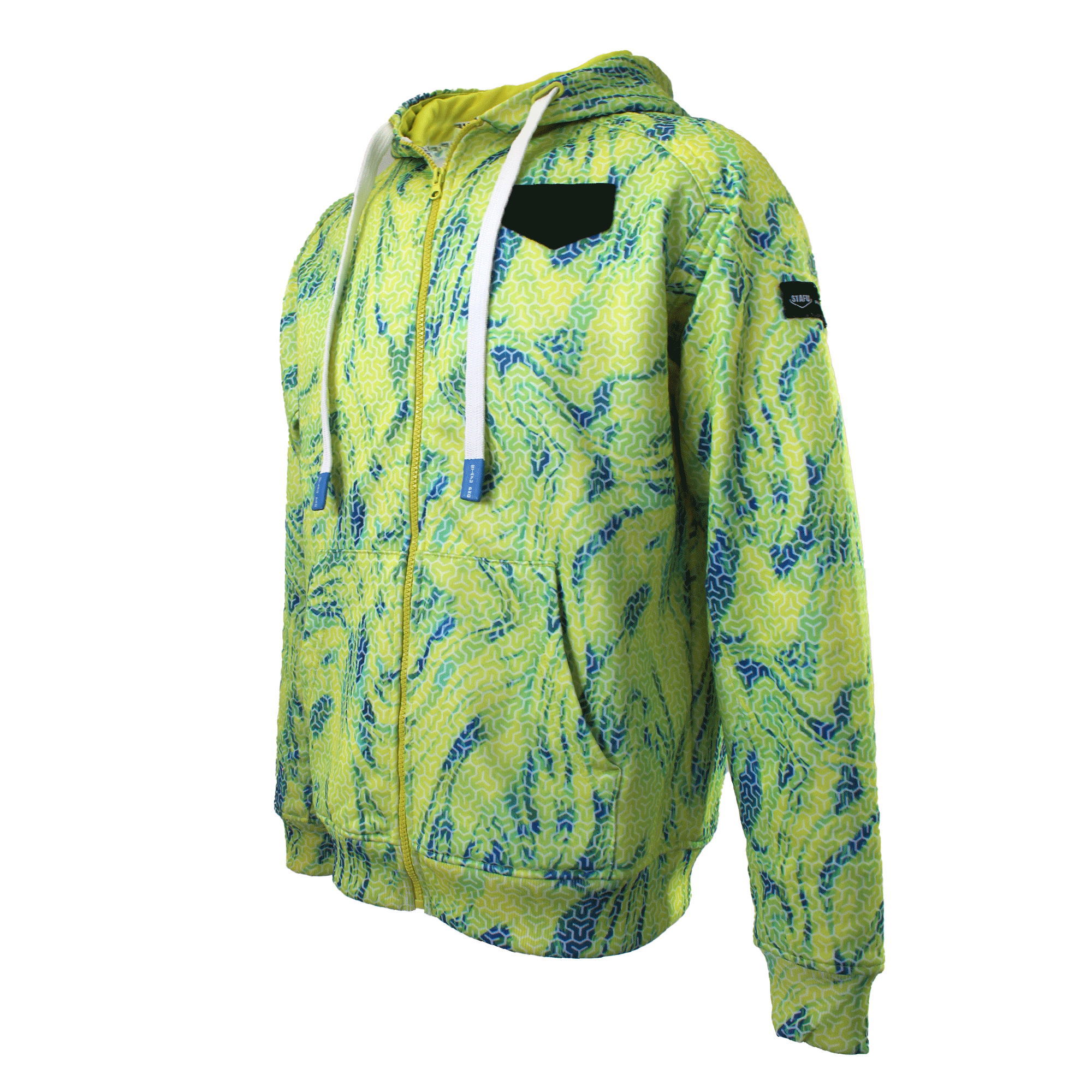 Jedi Unisex Zippered Hooded Trophy Patterned Lime Sweatshirt
