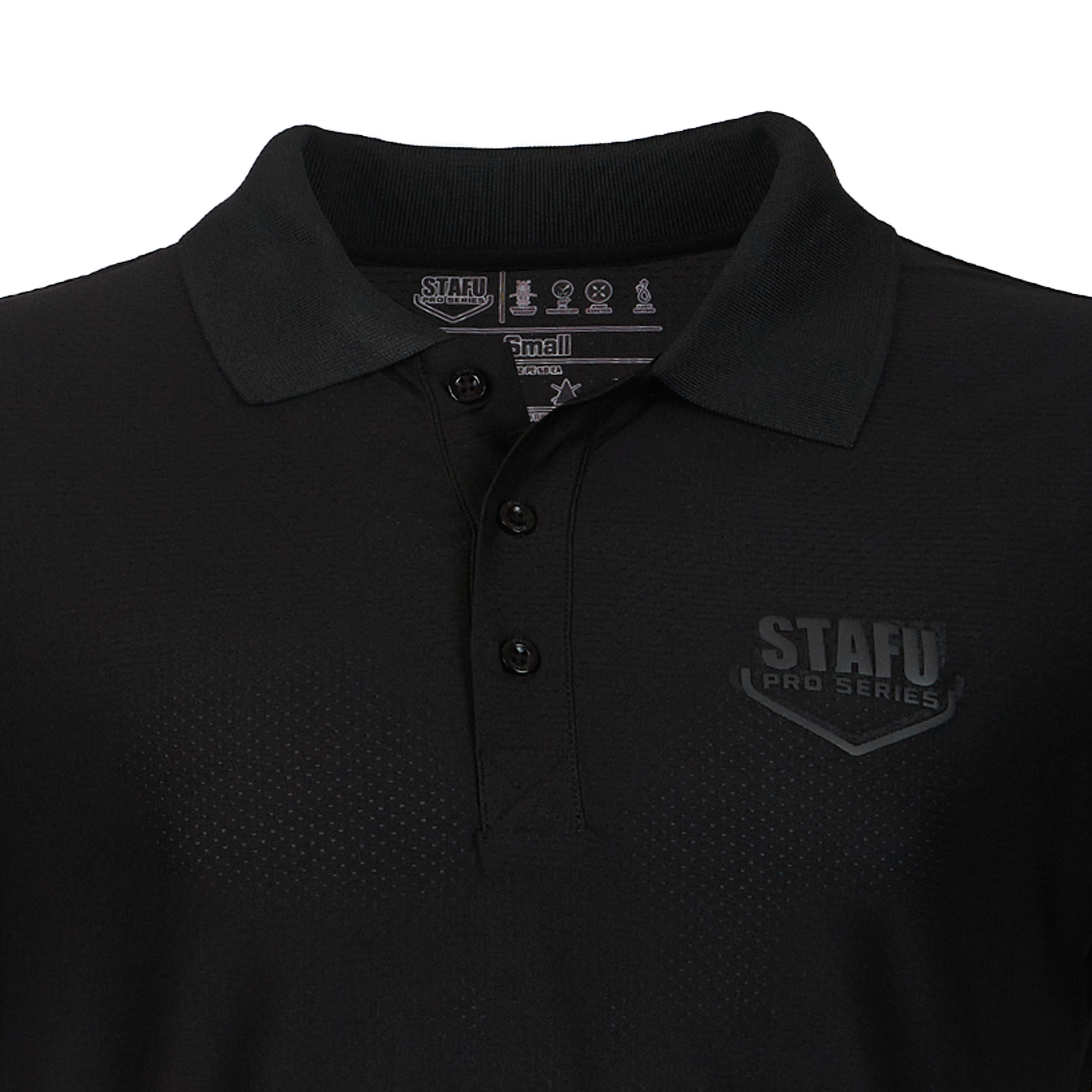 League Air Men's Perforated Short Sleeve Fisherman Sailor Black UV Protected Polo Shirt
