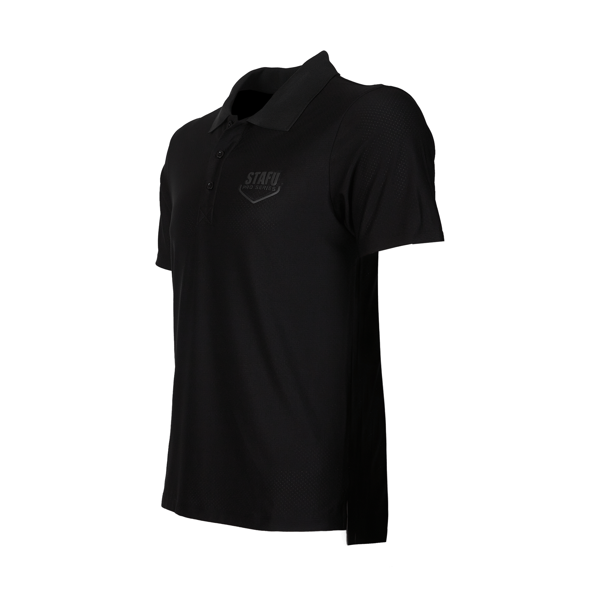 League Air Men's Perforated Short Sleeve Fisherman Sailor Black UV Protected Polo Shirt