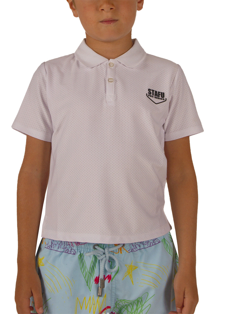 League Jr. UV Protection Performance Polo Neck T-shirt - White