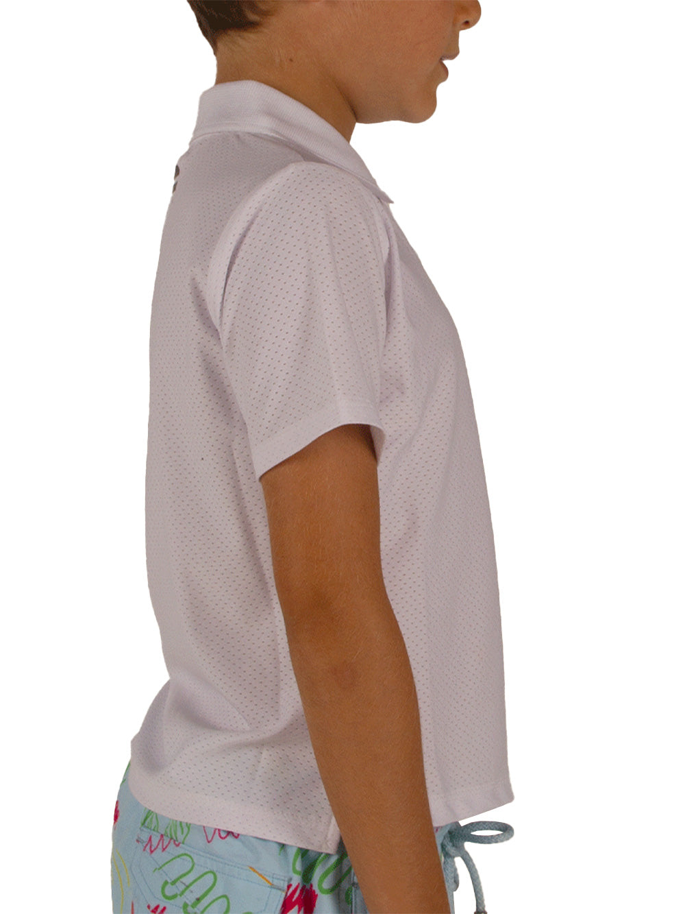 League Jr. UV Protection Performance Polo Neck T-shirt - White