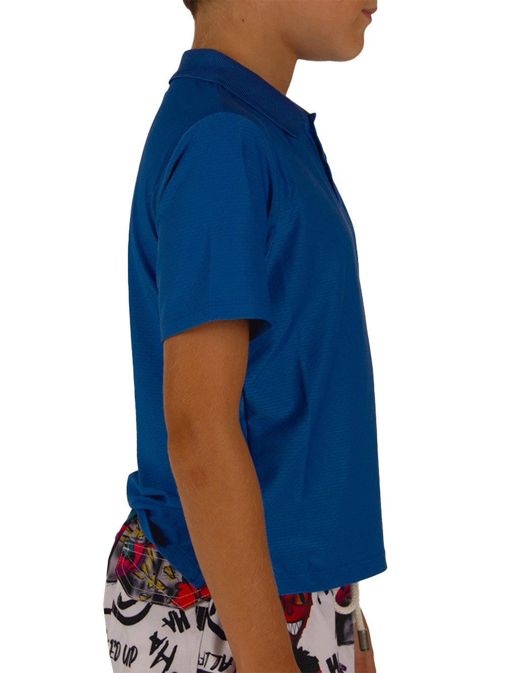 League Jr. UV Protection Performance Polo Neck T-shirt - Blue