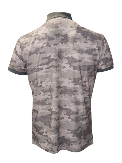 League UV Korumalı Performans Polo Yaka T-shirt - Camo Kahverengi - Stafu Pro Series