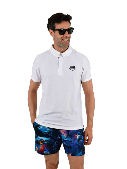 League UV Korumalı Performans Polo Yaka T-shirt - Beyaz