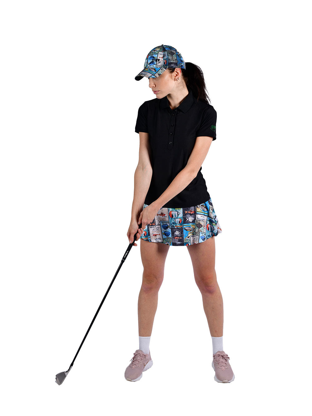 League Women's UV Protection Performance Polo Neck T-shirt - Black