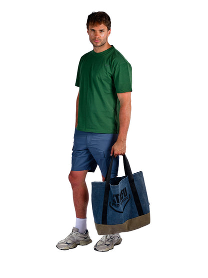 Shoredrop - Cloth Shoulder Bag - Indigo / Brown