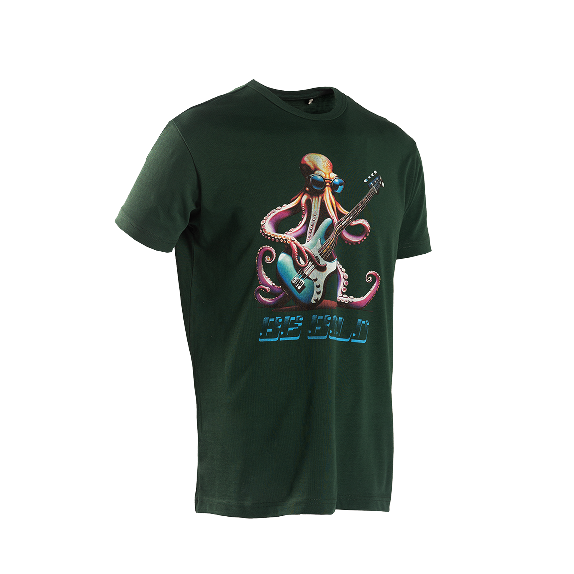Graphite Kısa Kollu Bisiklet Yaka T-Shirt Gitarist Ahtapot Desenli