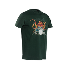 Graphite Short Sleeve Crew Neck T-Shirt Octopus Drum Patterned