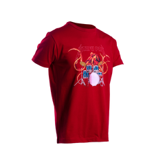 Graphite Short Sleeve Crew Neck T-Shirt Octopus Drum Patterned