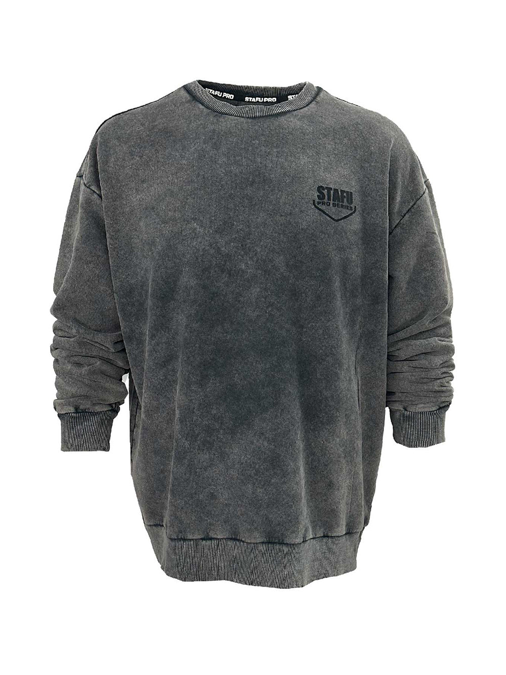 Old Bastard Unisex Crew Neck Long Sleeve Acid Wash Mahi Mahi Patterned Gray Sweatshirt 
