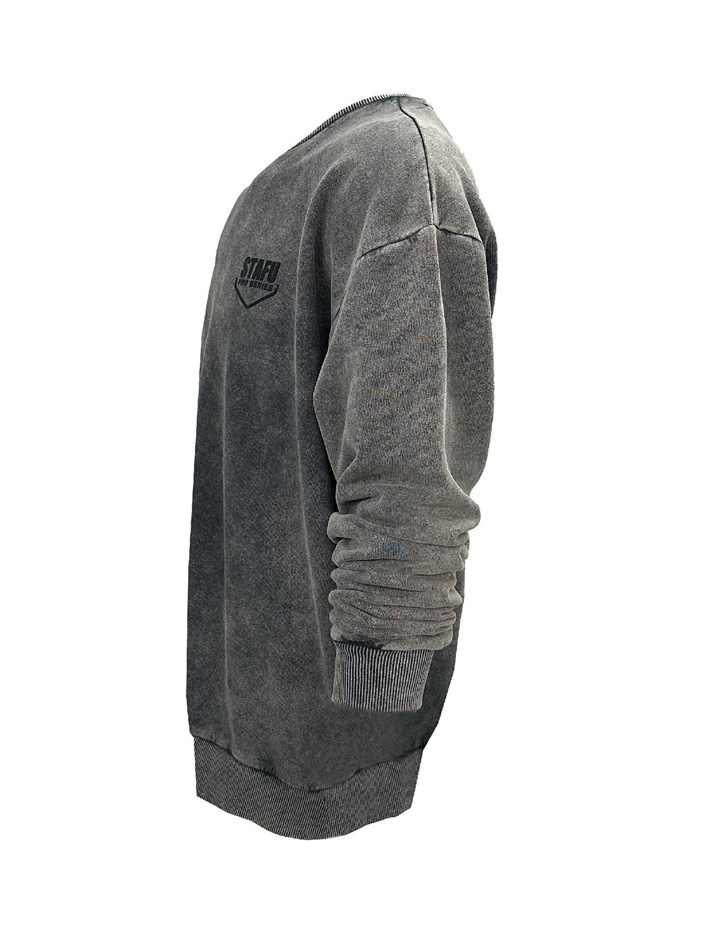 Old Bastard Unisex Crew Neck Long Sleeve Acid Wash Mahi Mahi Patterned Gray Sweatshirt 