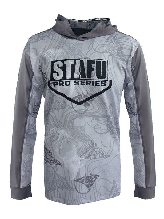 Outrigger Kapüşonlu UV Korumalı Performans T-Shirt - Manta Gri