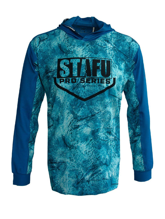 Outrigger Kapüşonlu UV Korumalı Performans T-Shirt - Marlin Mania Mavi