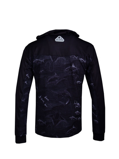 Outrigger Kapüşonlu UV Korumalı Performans T-Shirt - Frenzy Siyah