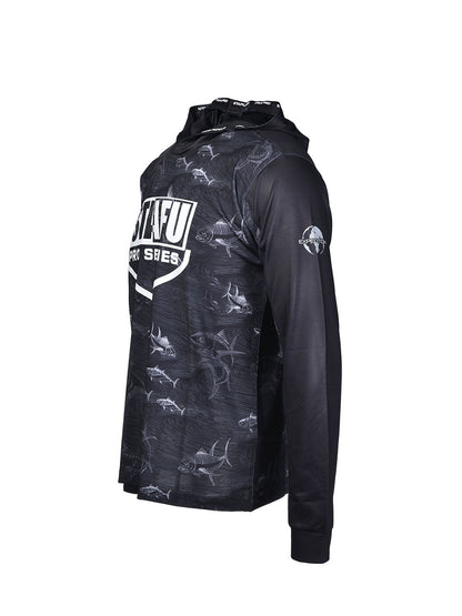 Outrigger Hooded UV Protection Performance T-Shirt - Frenzy Black