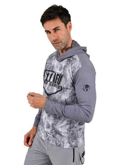 Outrigger Kapüşonlu UV Korumalı Performans T-Shirt -  Marlin Mania Grey