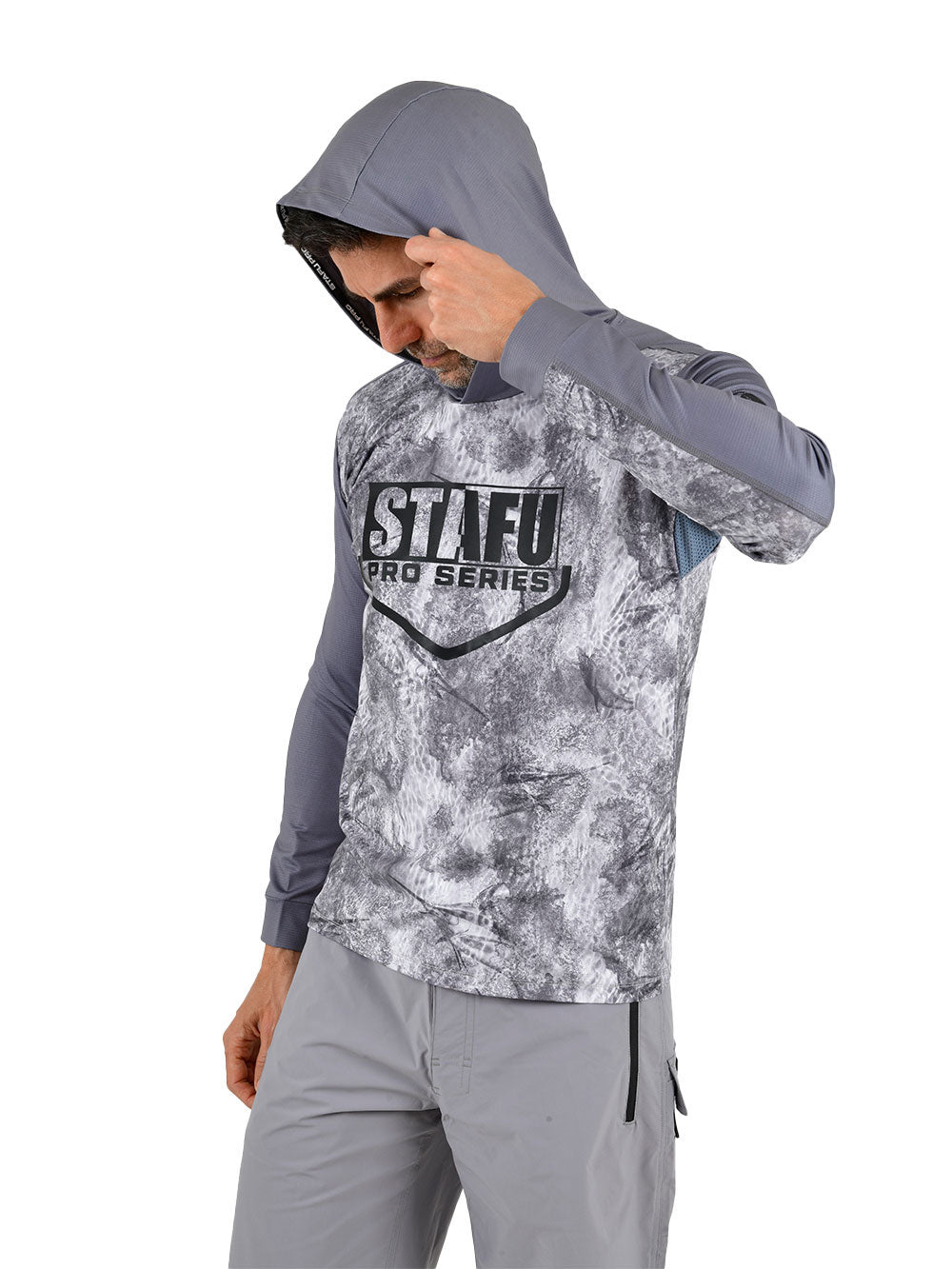 Outrigger Kapüşonlu UV Korumalı Performans T-Shirt -  Marlin Mania Grey