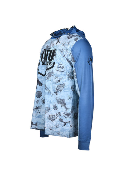 Outrigger Hooded UV Protection Performance T-Shirt - Paleo Blue
