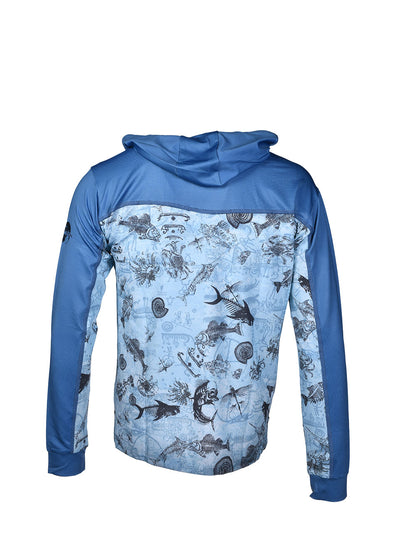 Outrigger Hooded UV Protection Performance T-Shirt - Paleo Blue