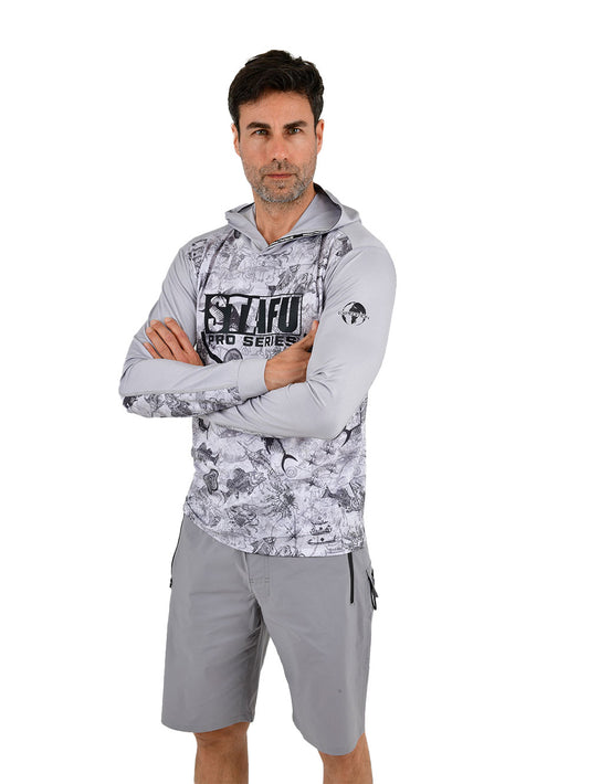 Outrigger Kapüşonlu UV Korumalı Performans T-Shirt - Paleo Grey
